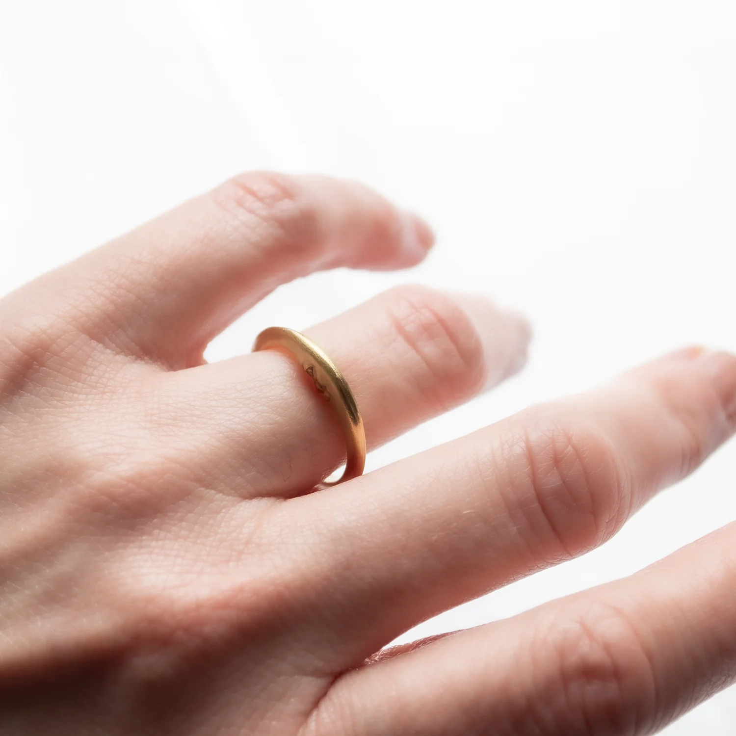 Gold Crescent Moonface Ring - Image 2