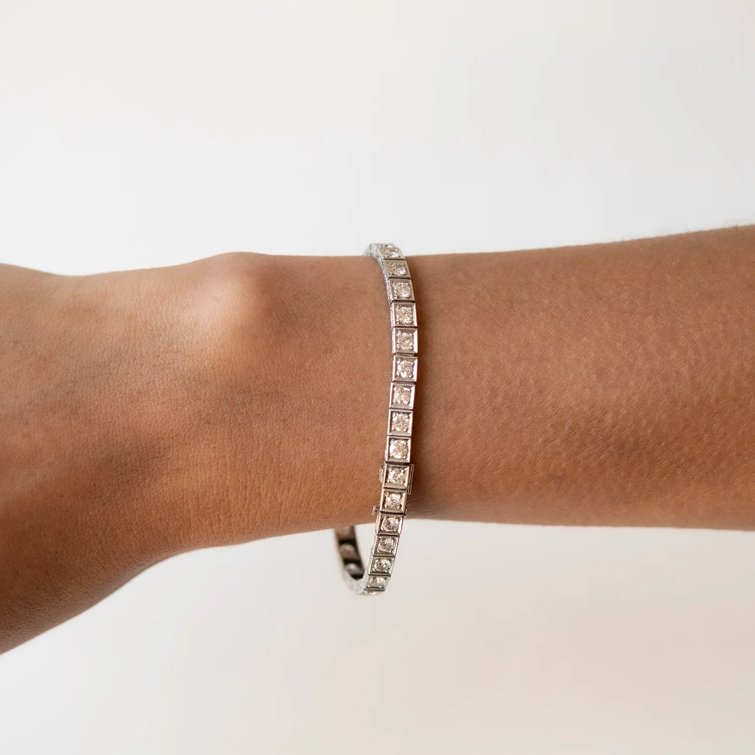 Antique Block Diamond Tennis Bracelet - Image 2