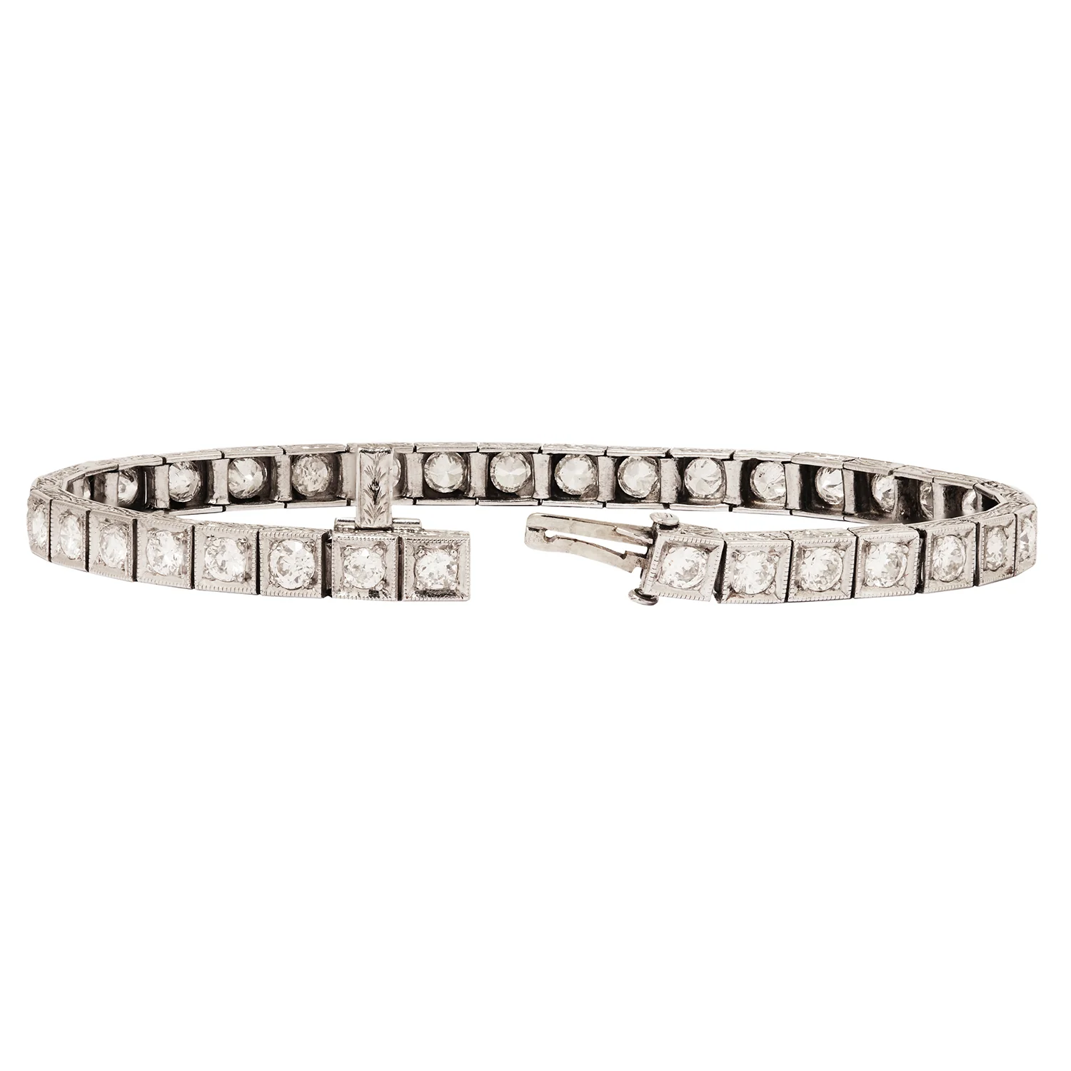 Antique Block Diamond Tennis Bracelet - Image 3