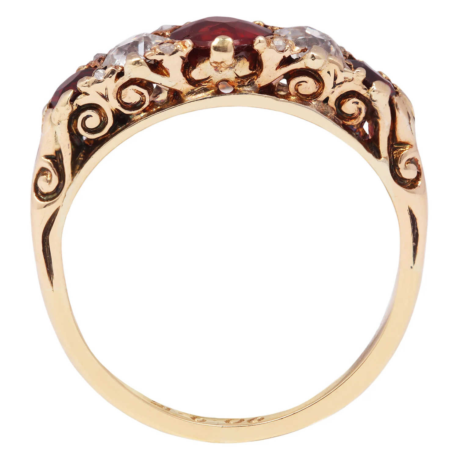 Antique Garnet & Diamond Half Hoop Ring - Image 4