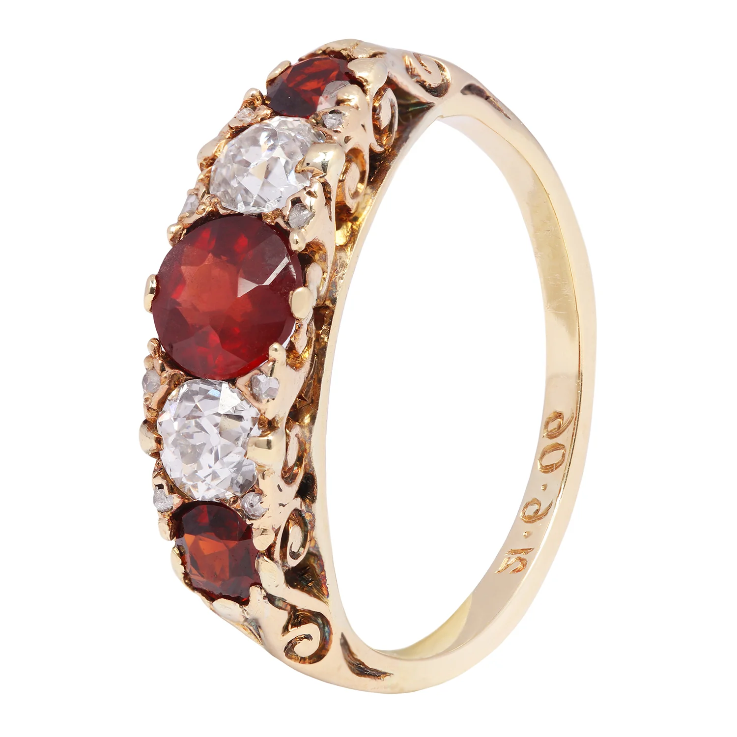 Antique Garnet & Diamond Half Hoop Ring - Image 5