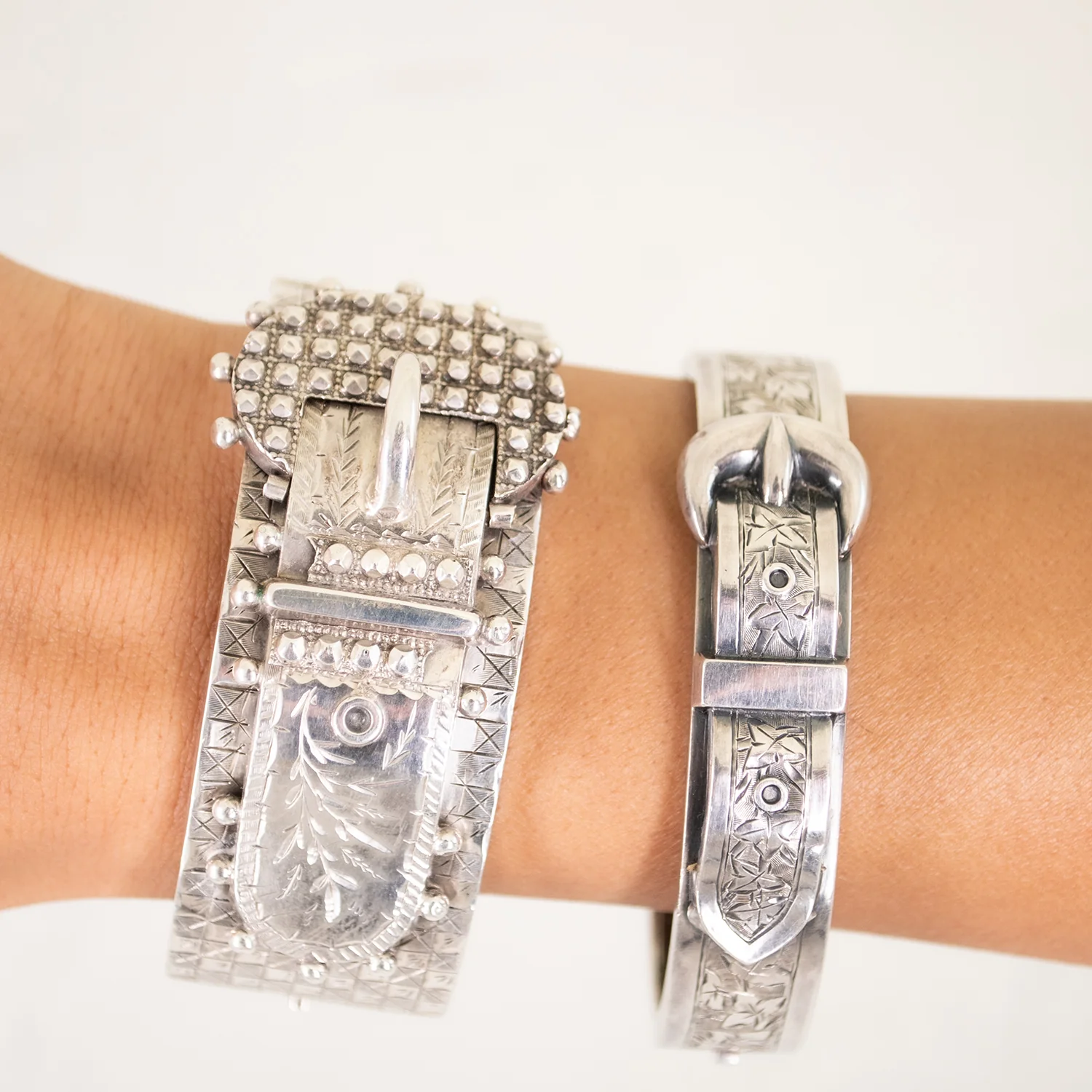 Antique Silver Belt Buckle Bangle - Image 6