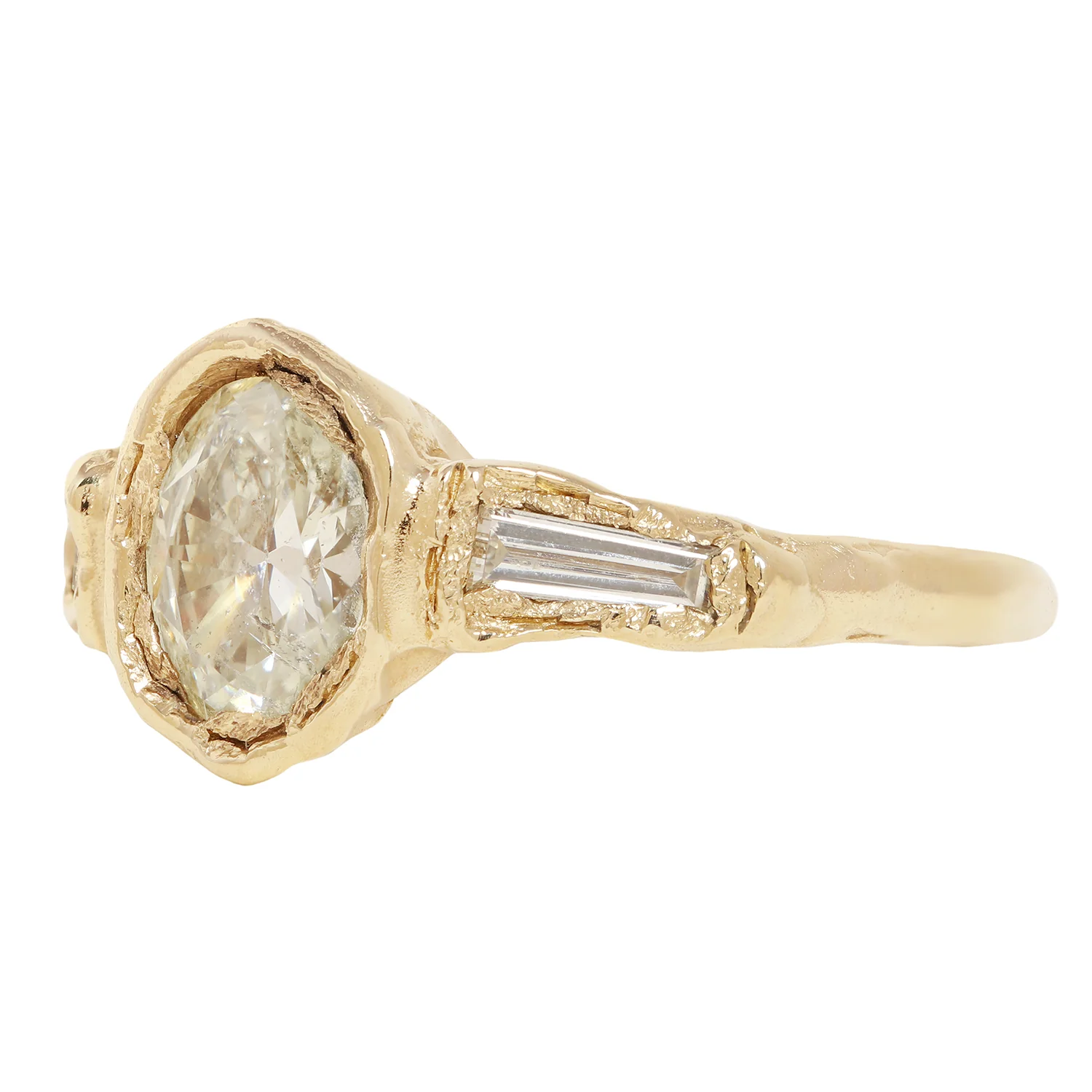 Armach Lemon Three Stone Diamond Organic Ring - Image 2