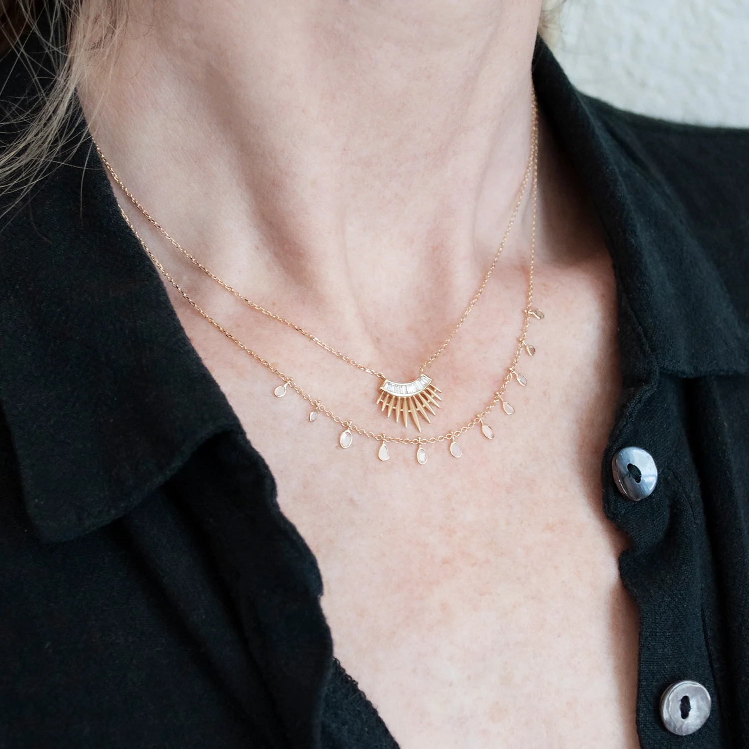 Multi Diamond Slice Necklace - Image 2