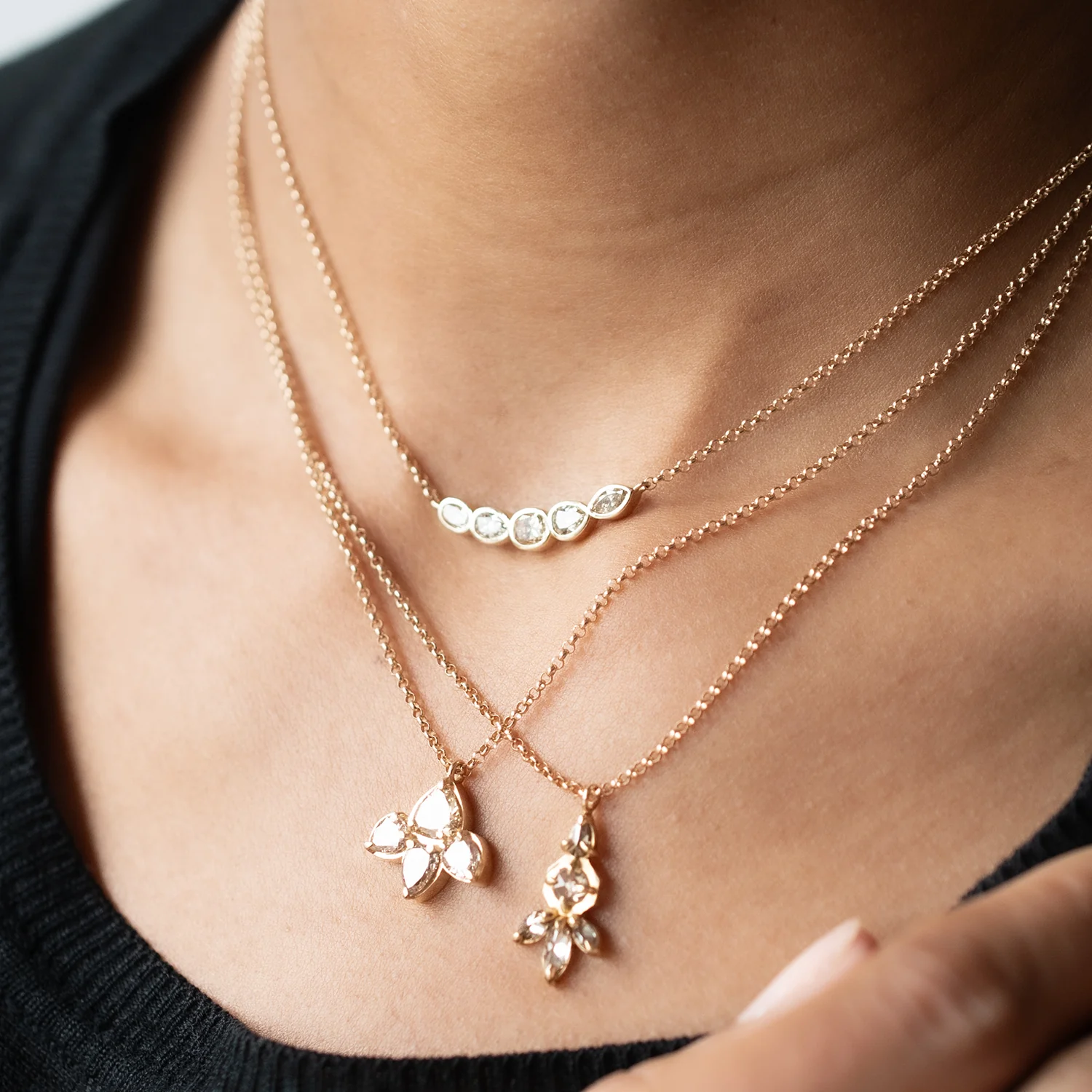 Champagne Diamond Lotus Necklace - Image 5