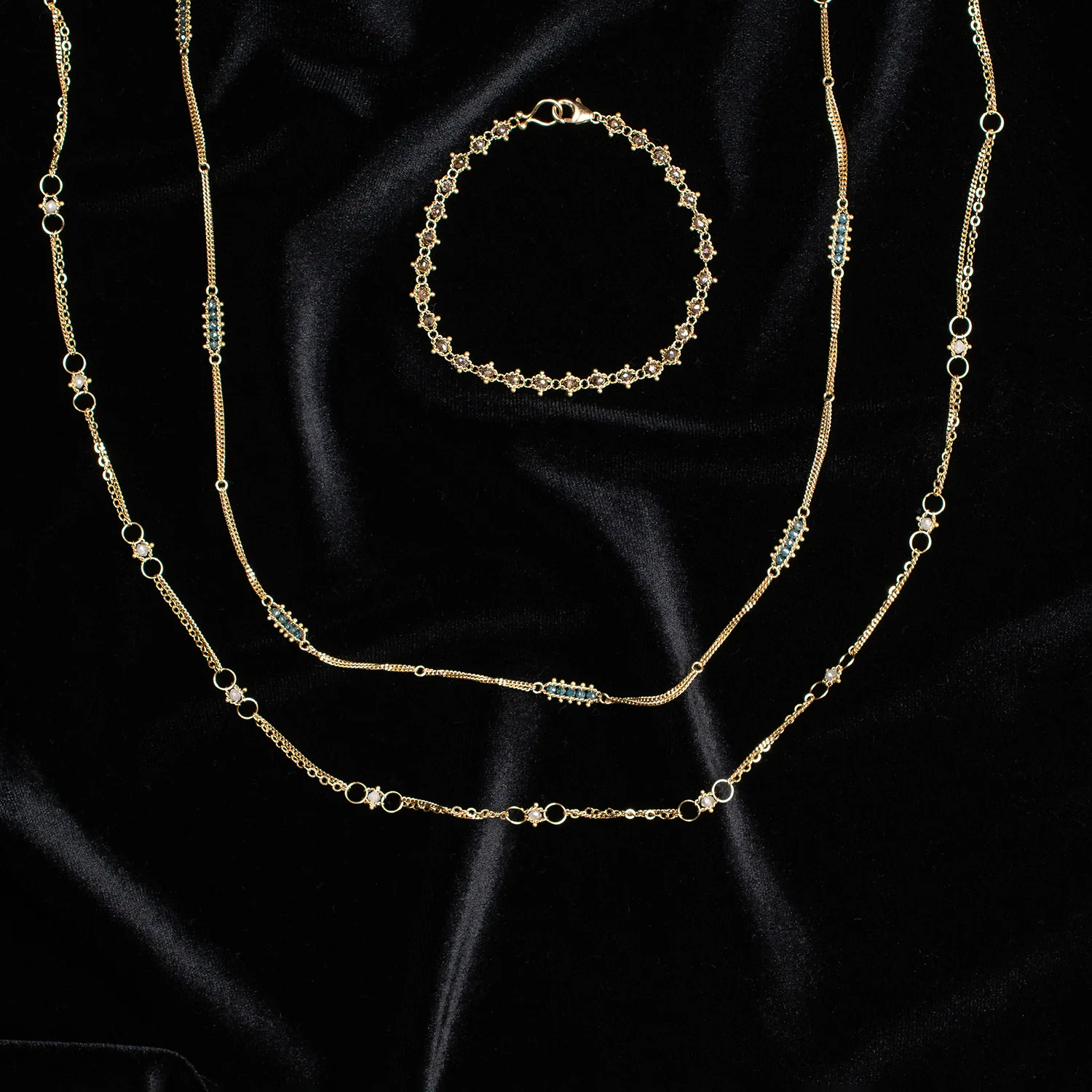 Champagne Diamond Textile Bracelet - Image 4