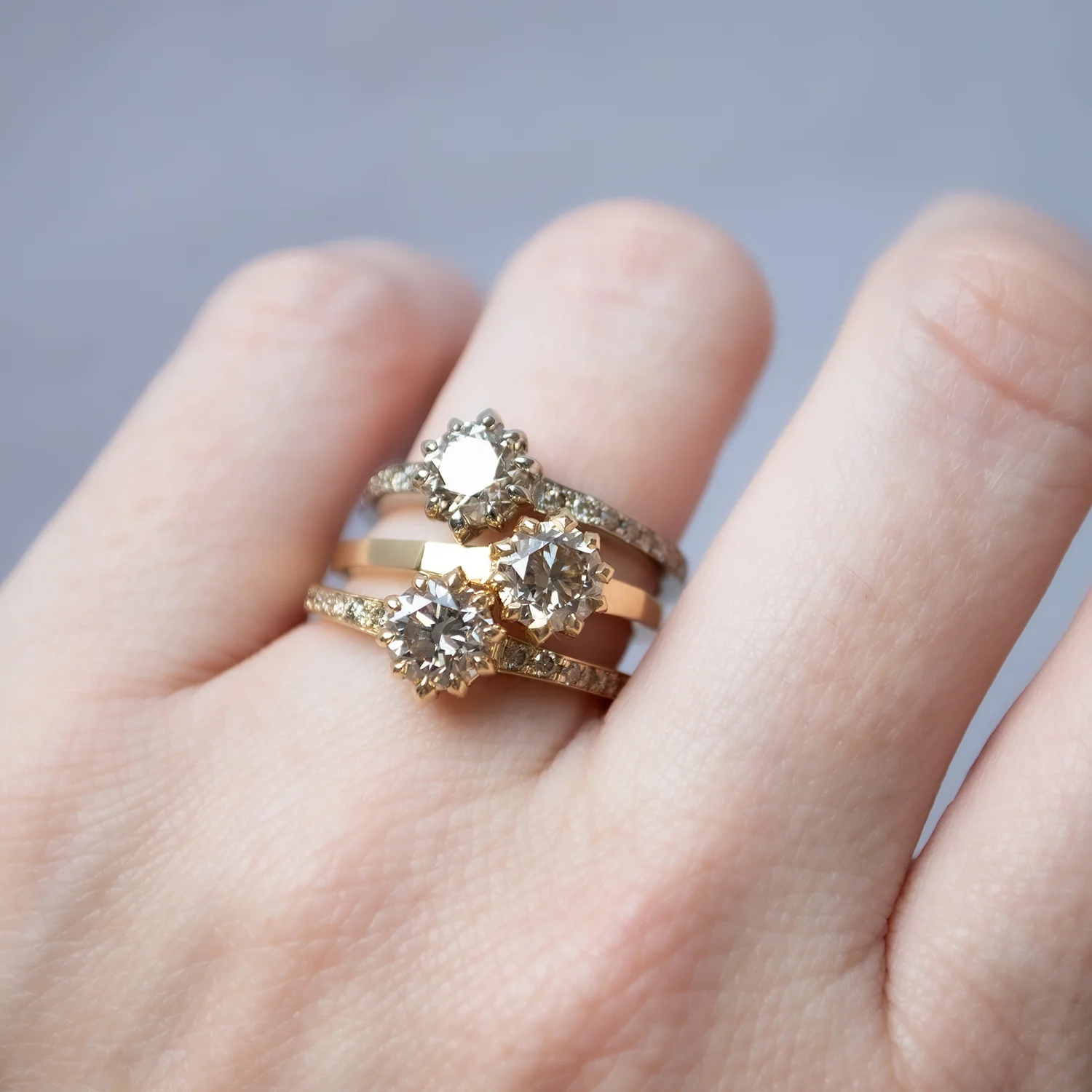 Champagne Pavé Diamond Soirée Ring - Image 9