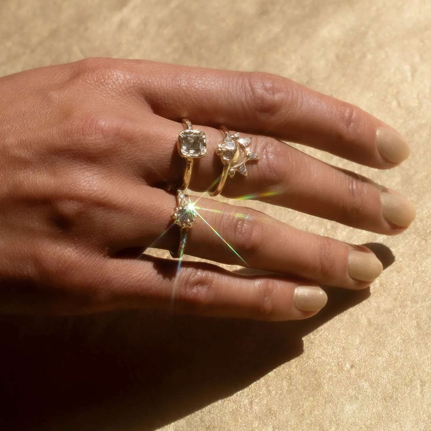 Champagne Pavé Diamond Soirée Ring - Image 10