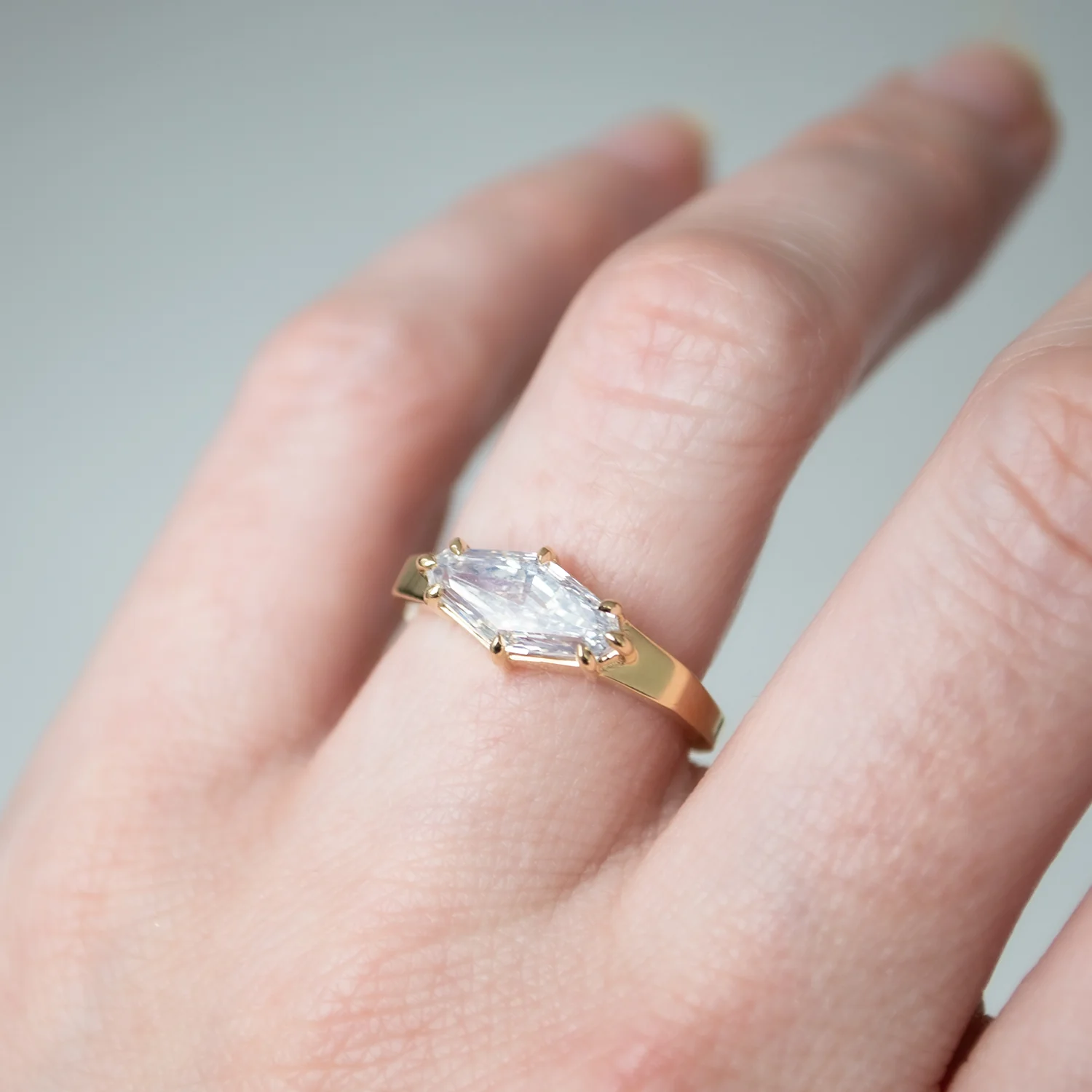 Crystalline Step Cut Diamond Ring - Image 2
