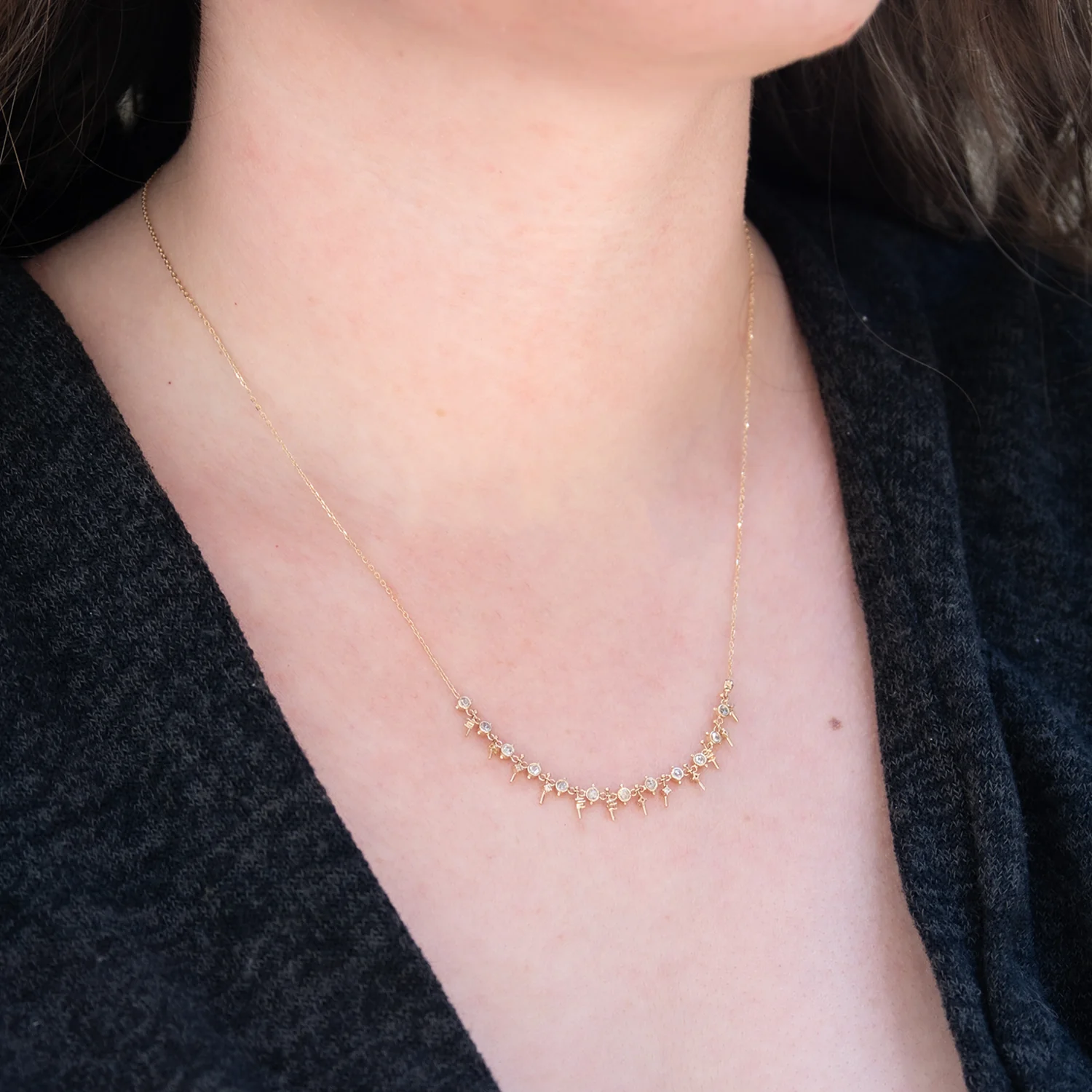 Dangling Diamond Line Necklace - Image 2