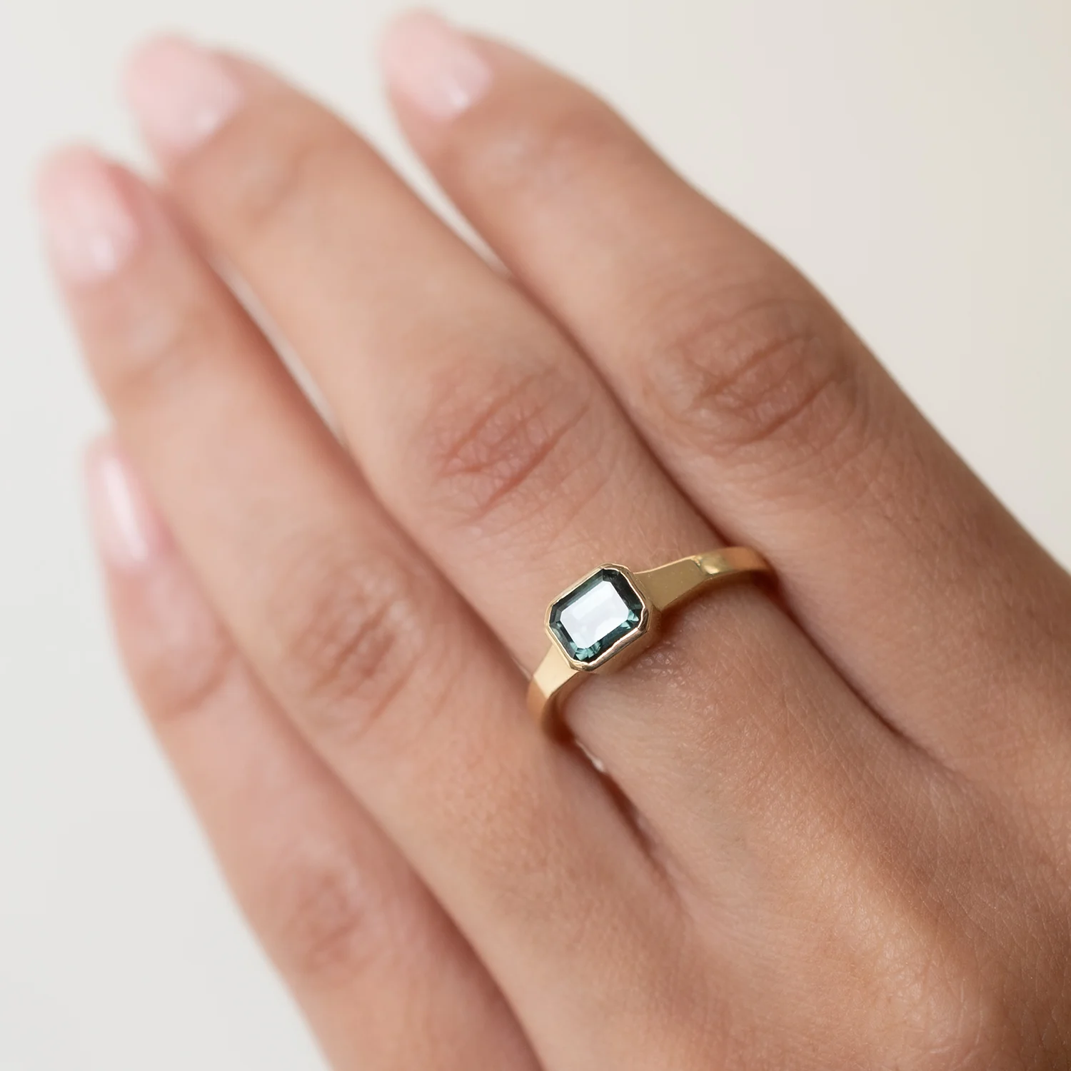 Deep Green Sapphire Deco Ring - Image 2