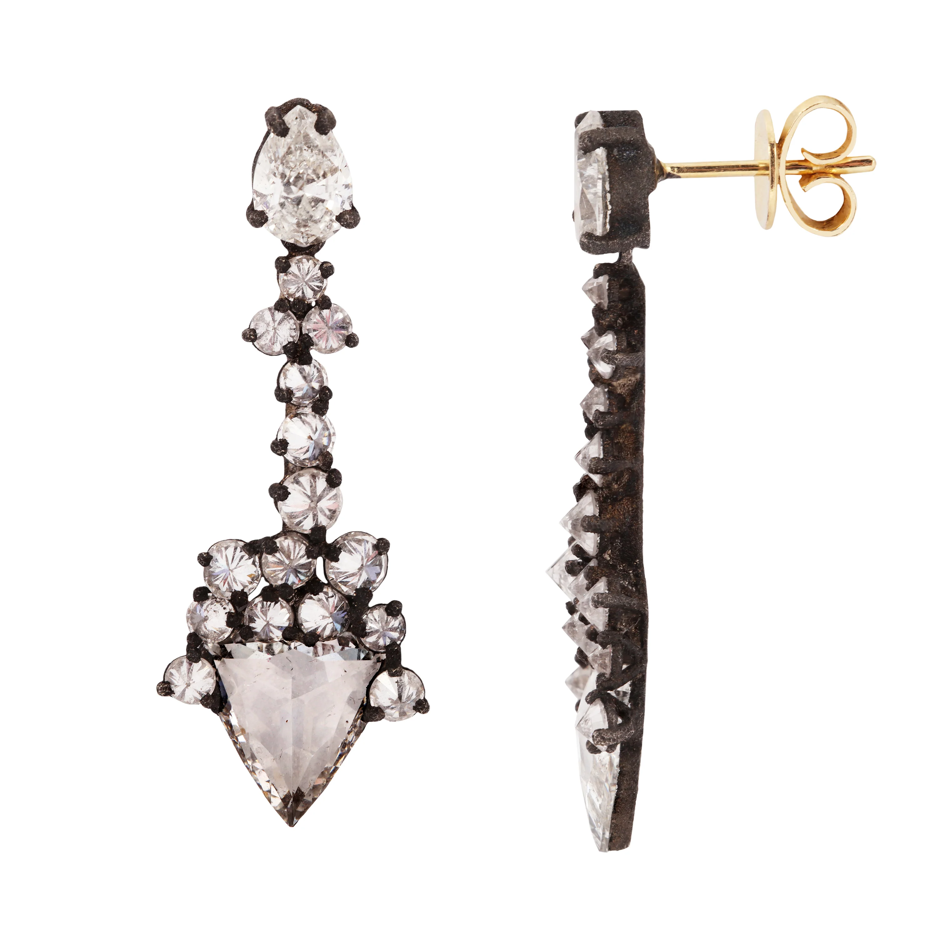 Diamond Cluster Arrow Earrings - Image 3