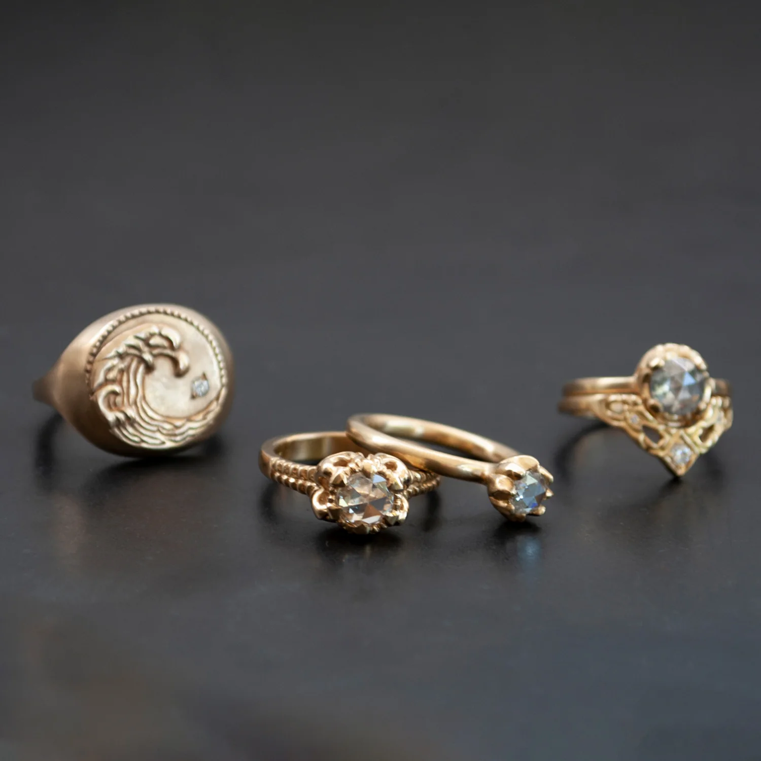 Diamond Solitaire Fleur Ring - Image 8