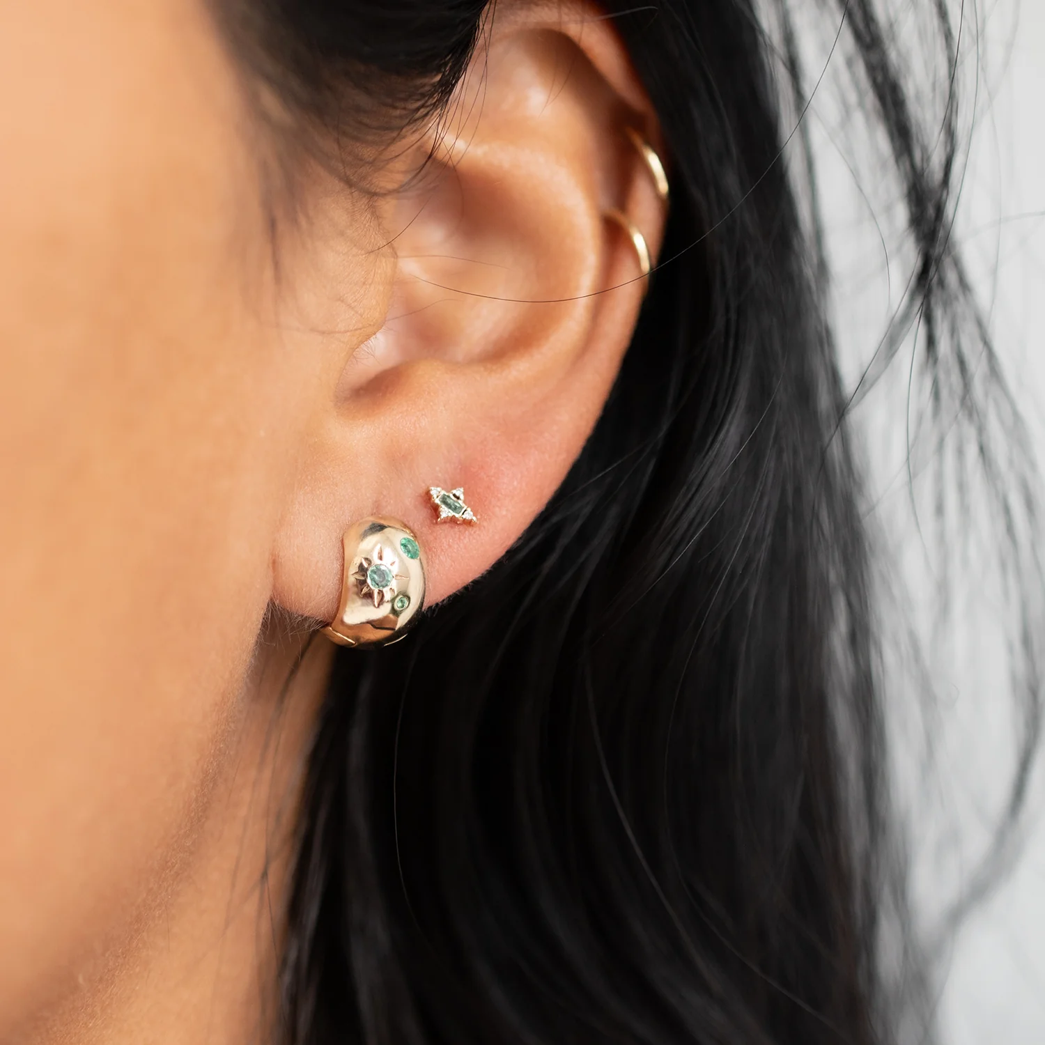 Disco Dazzle Emerald Hoops - Image 2