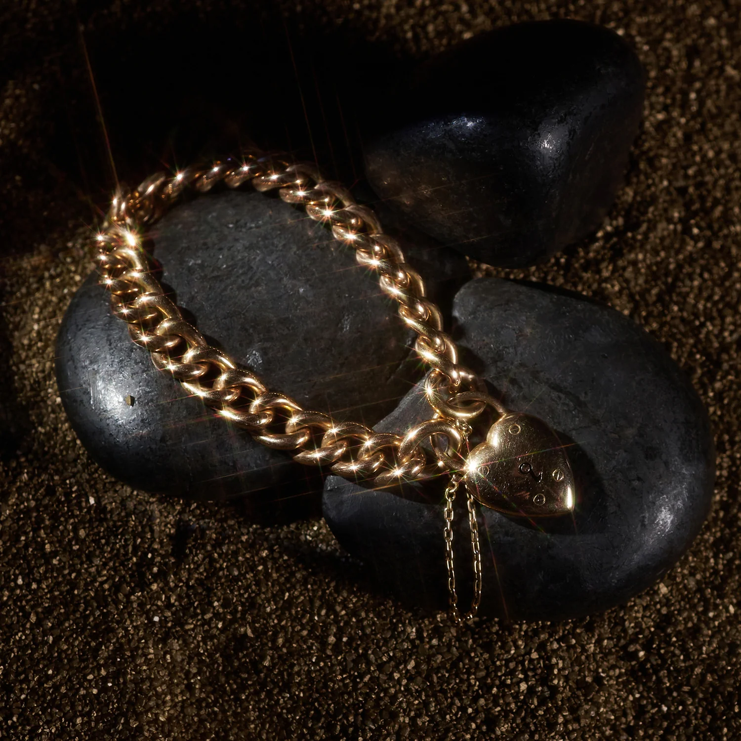 Domed Gold Heart Bracelet - Image 4