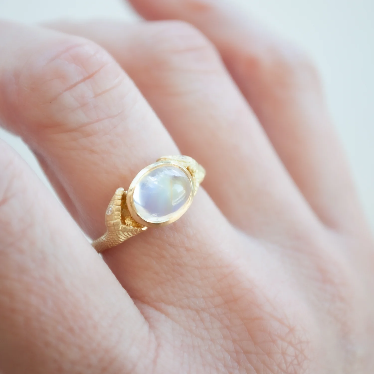 Double Headed Moonstone Serpent Ring - Image 2