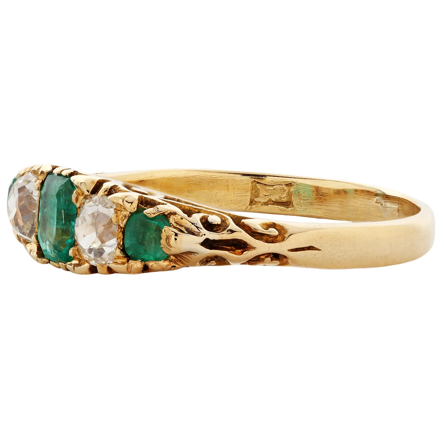 Emerald & Diamond Half Hoop Ring - Image 3