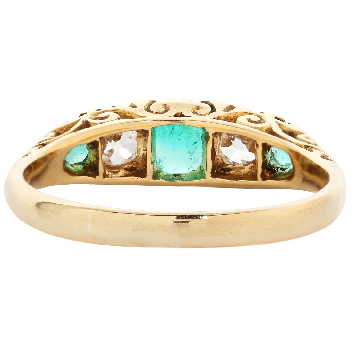 Emerald & Diamond Half Hoop Ring - Image 4