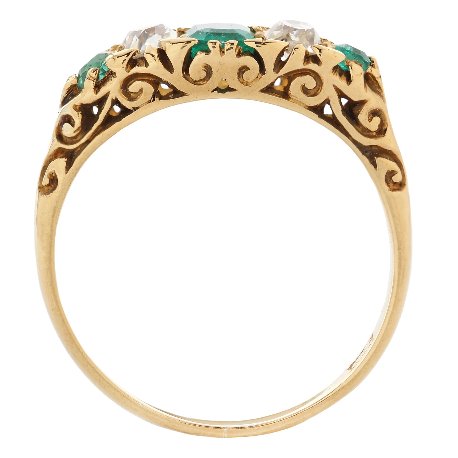 Emerald & Diamond Half Hoop Ring - Image 5