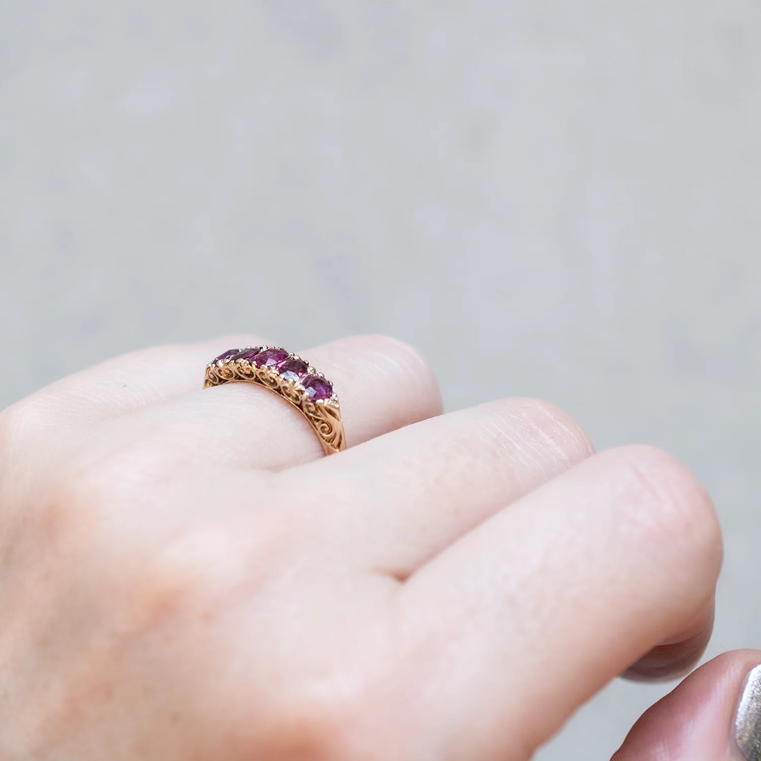 Five Ruby Half Hoop Ring - Image 6