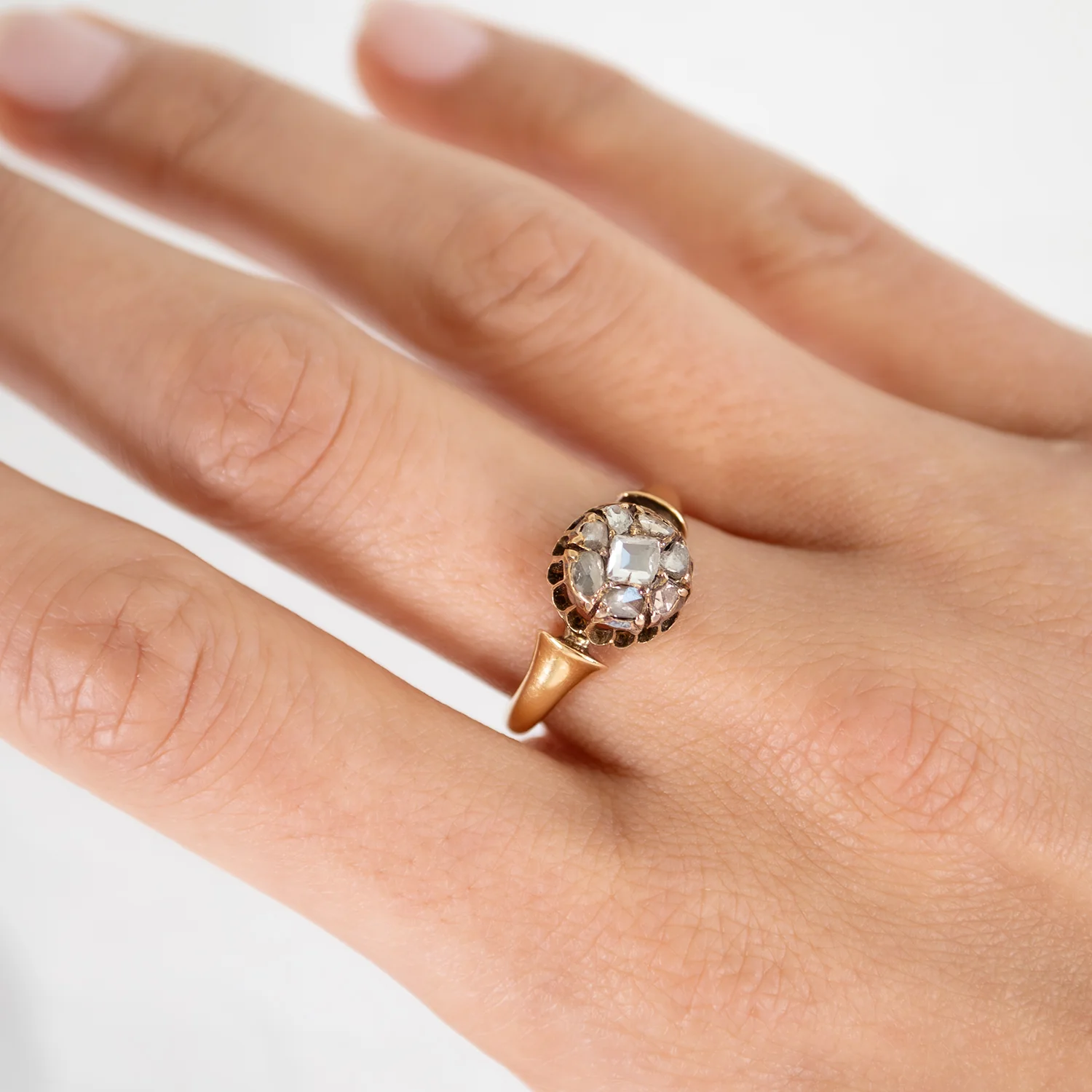Georgian Table Cut Cluster Ring - Image 2