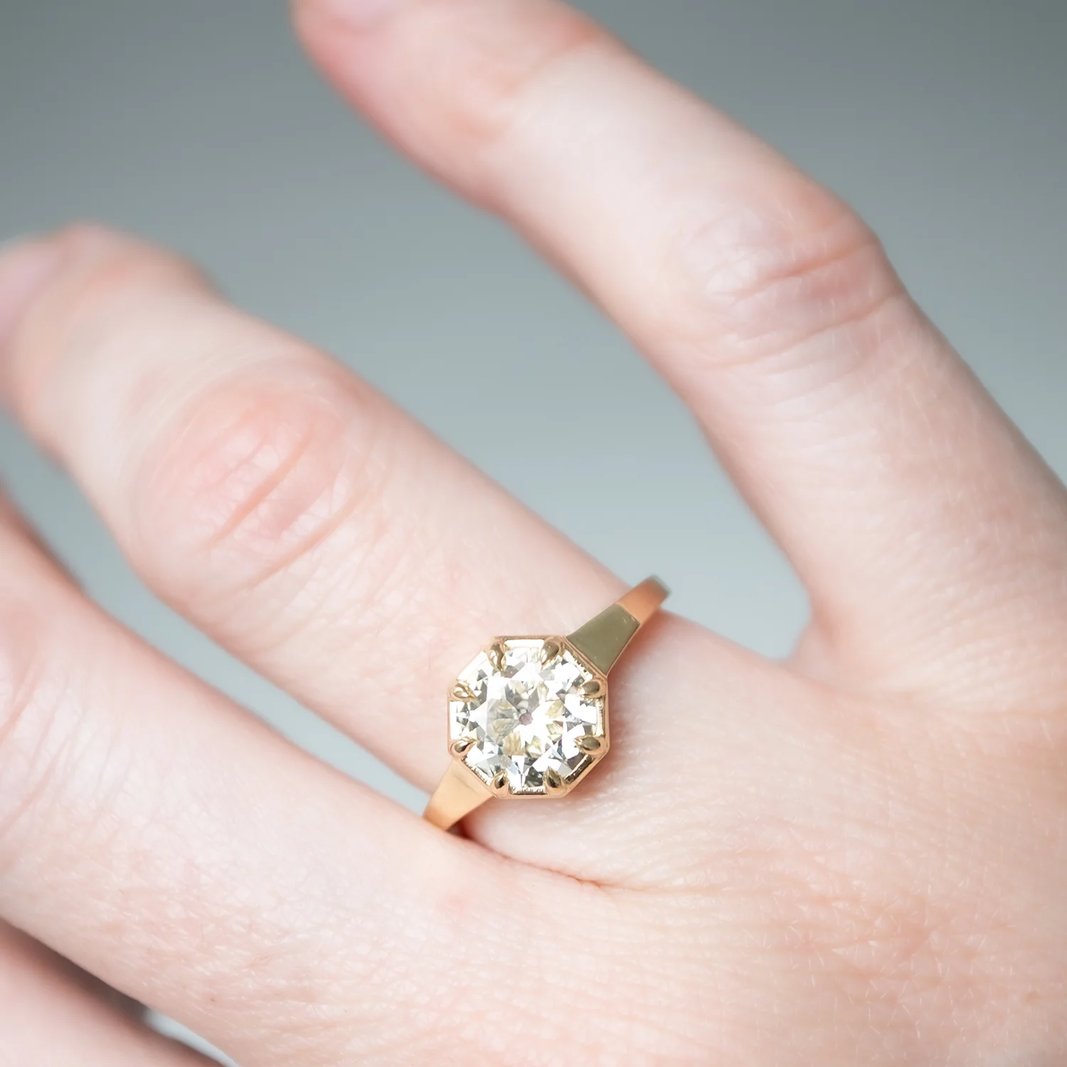 Gilded Diamond Octagon Ring - Image 2