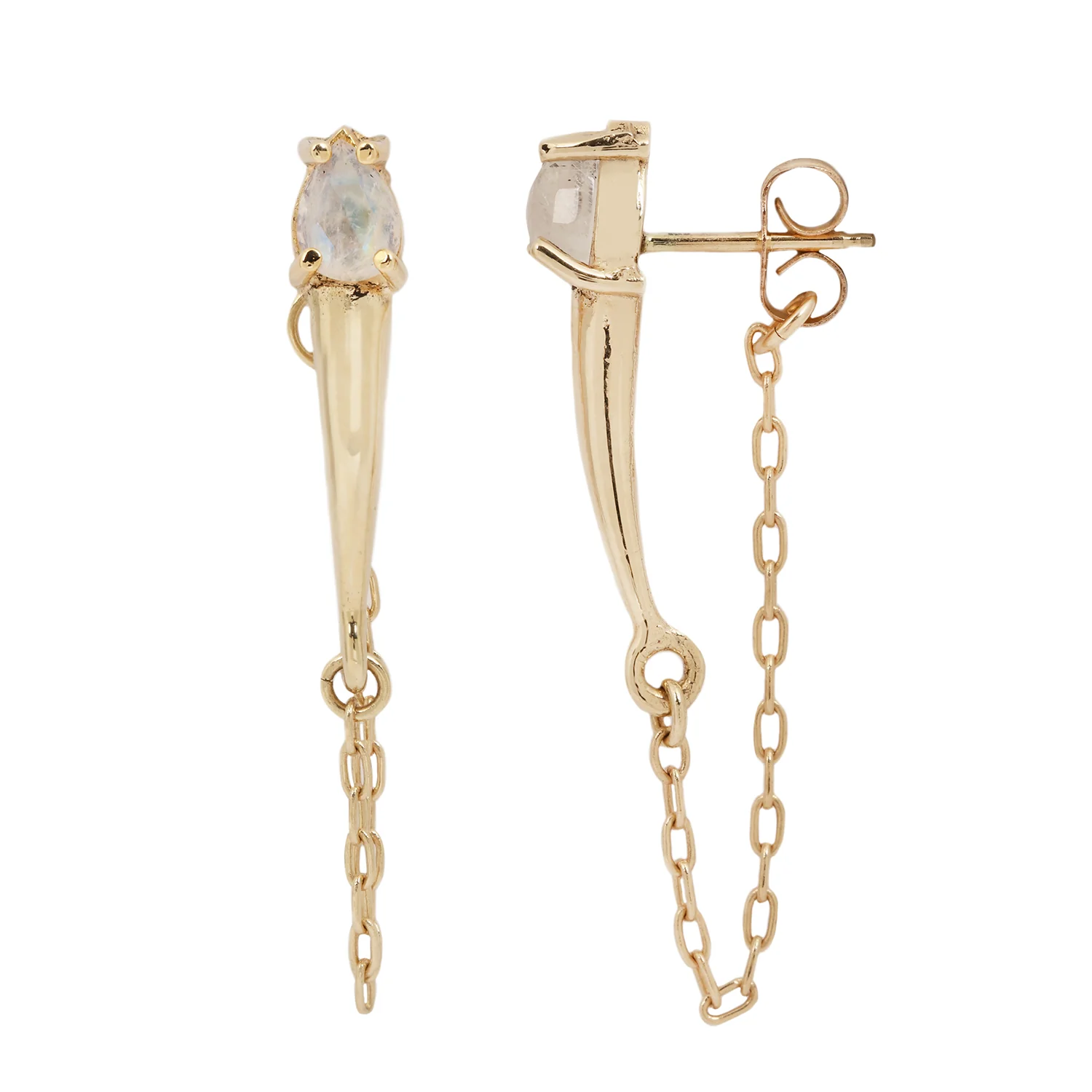 Gold Moonstone Torch Studs - Image 3