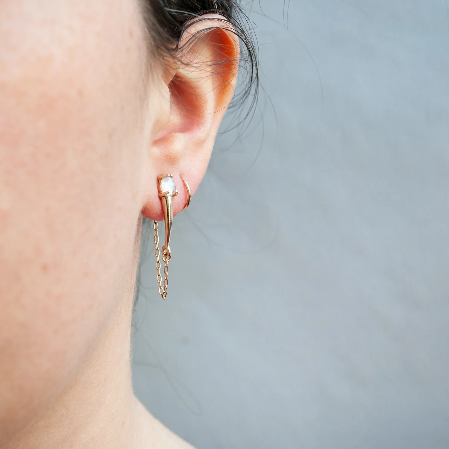 Gold Moonstone Torch Studs - Image 4