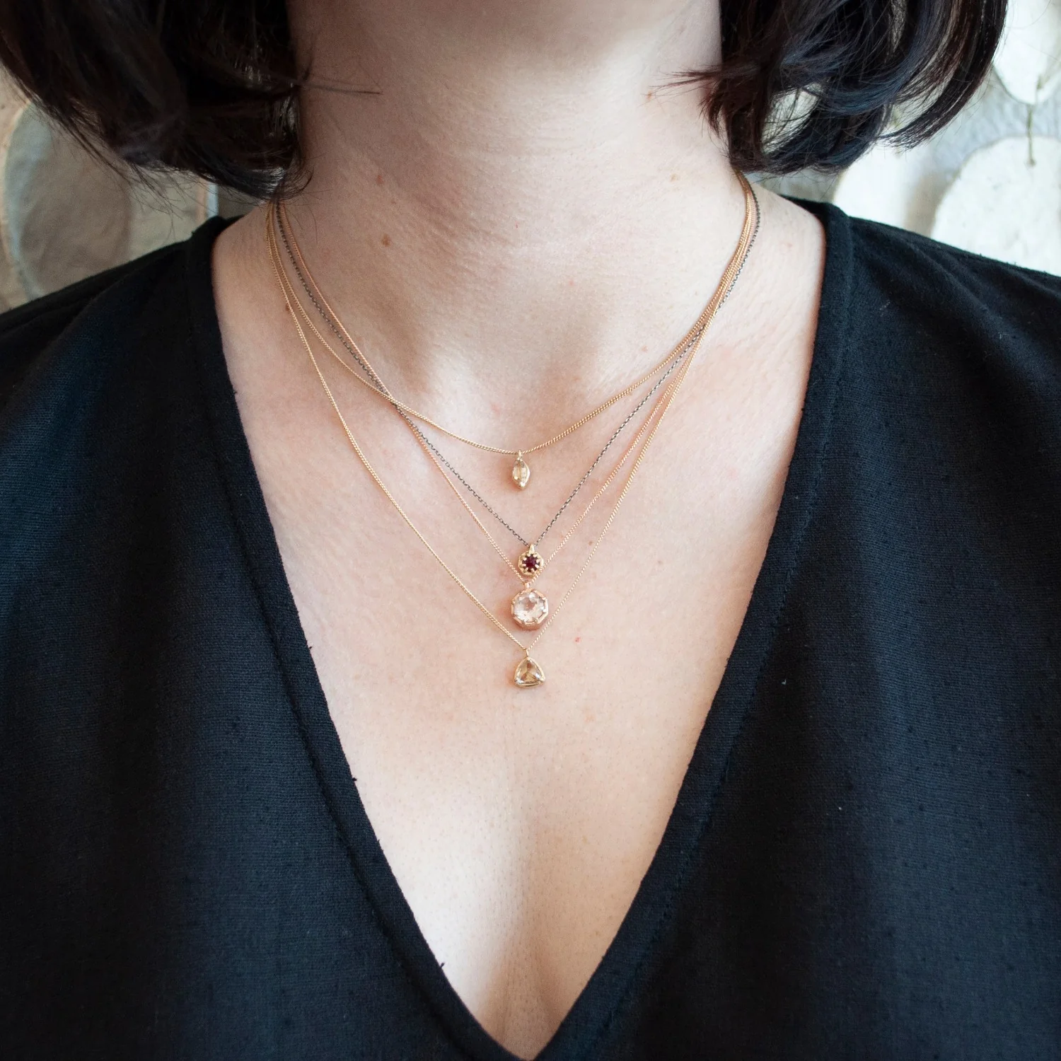 Gold Marquise Morganite Necklace - Image 2