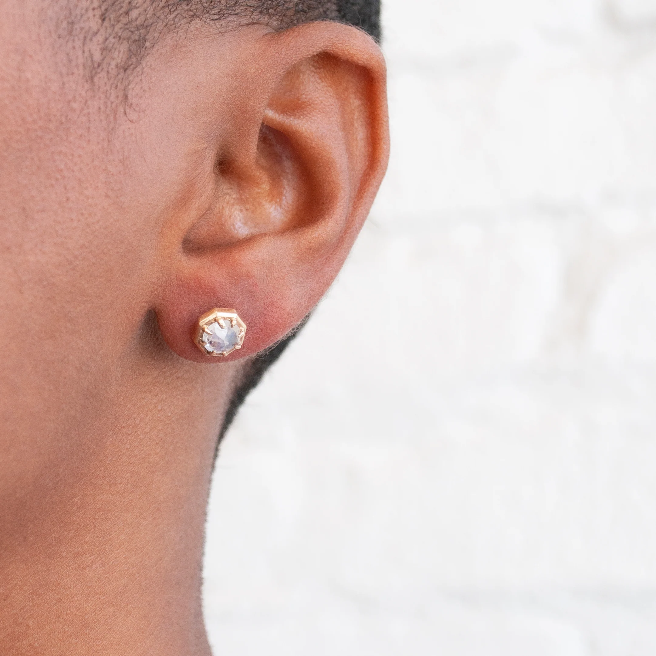 Gold Rainbow Moonstone Studs - Image 2