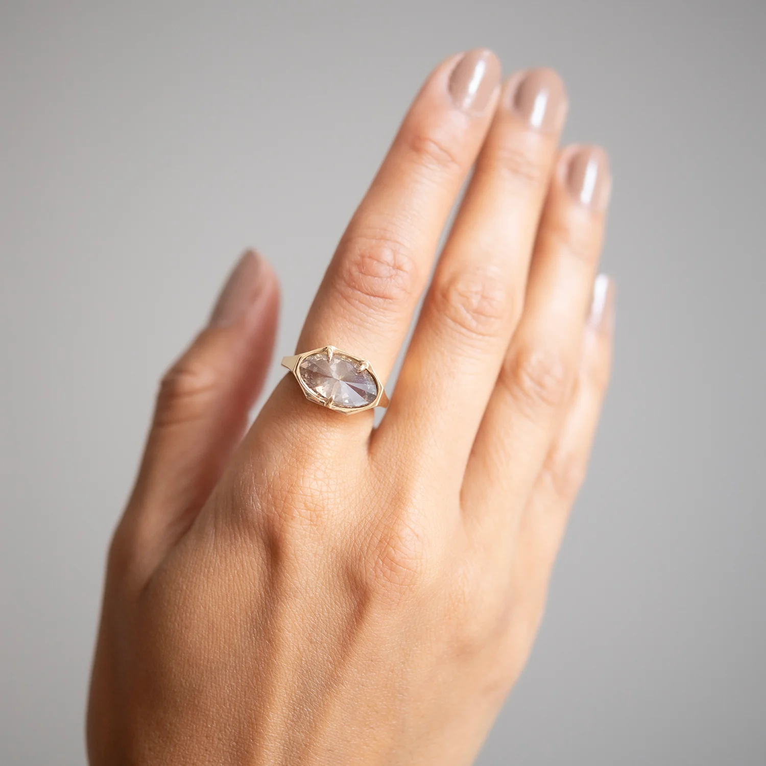 Golden Diamond Marquise Signet Ring - Image 2