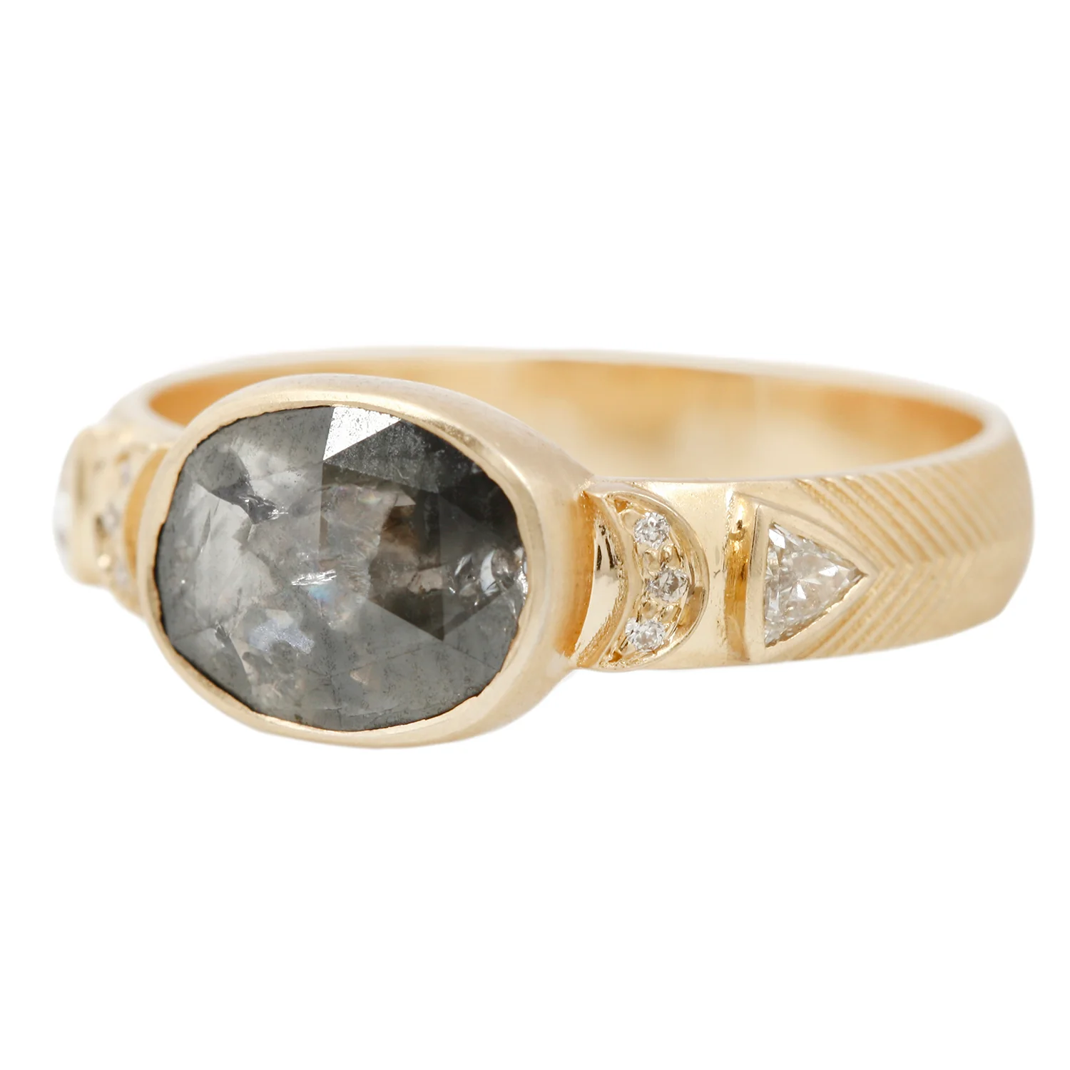 Gray Diamond Crescent Totem Ring - Image 3
