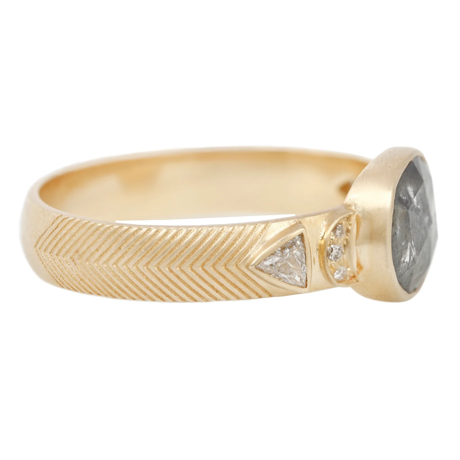 Gray Diamond Crescent Totem Ring - Image 4