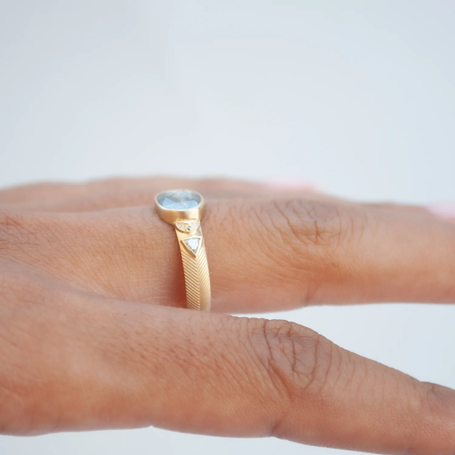 Gray Diamond Crescent Totem Ring - Image 7