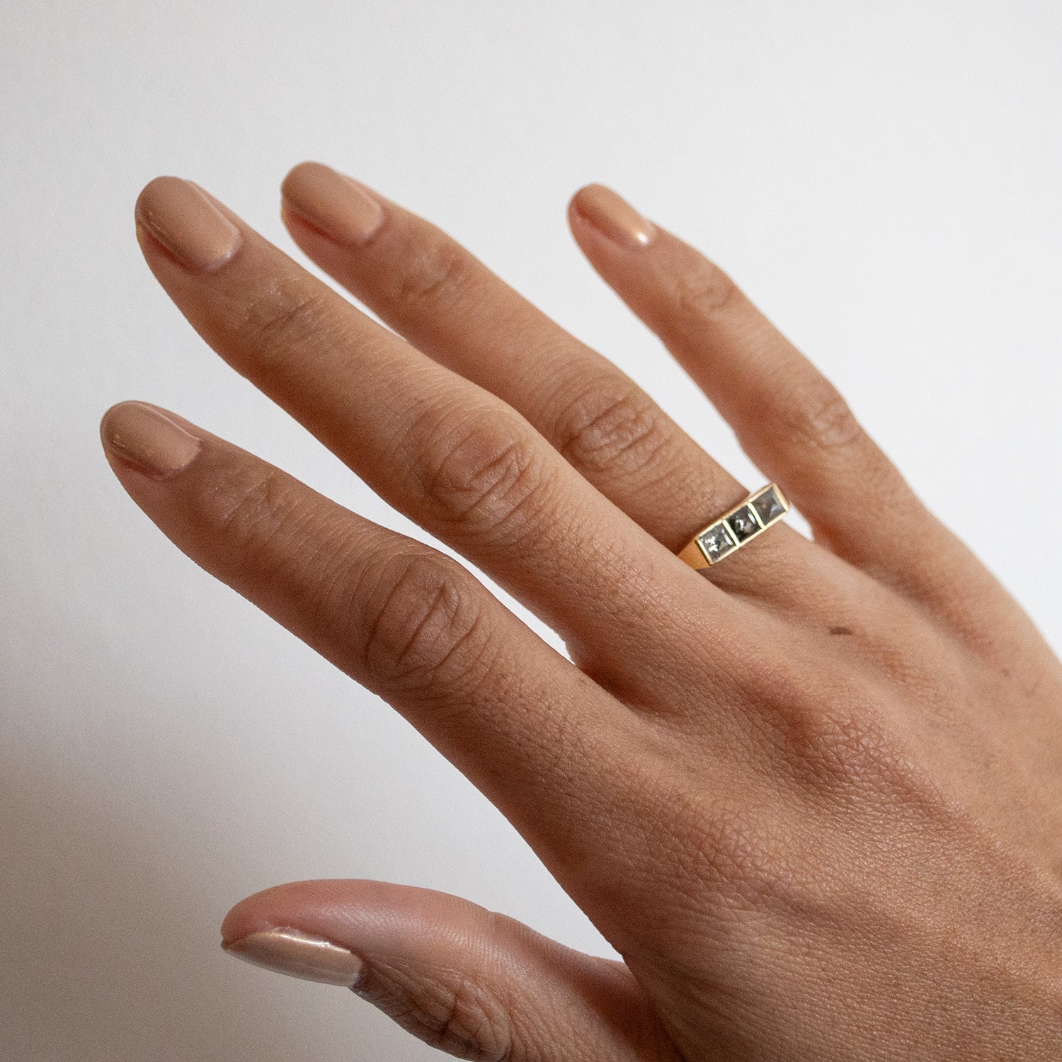Gray Pyramid Guardian Bar Ring - Image 2