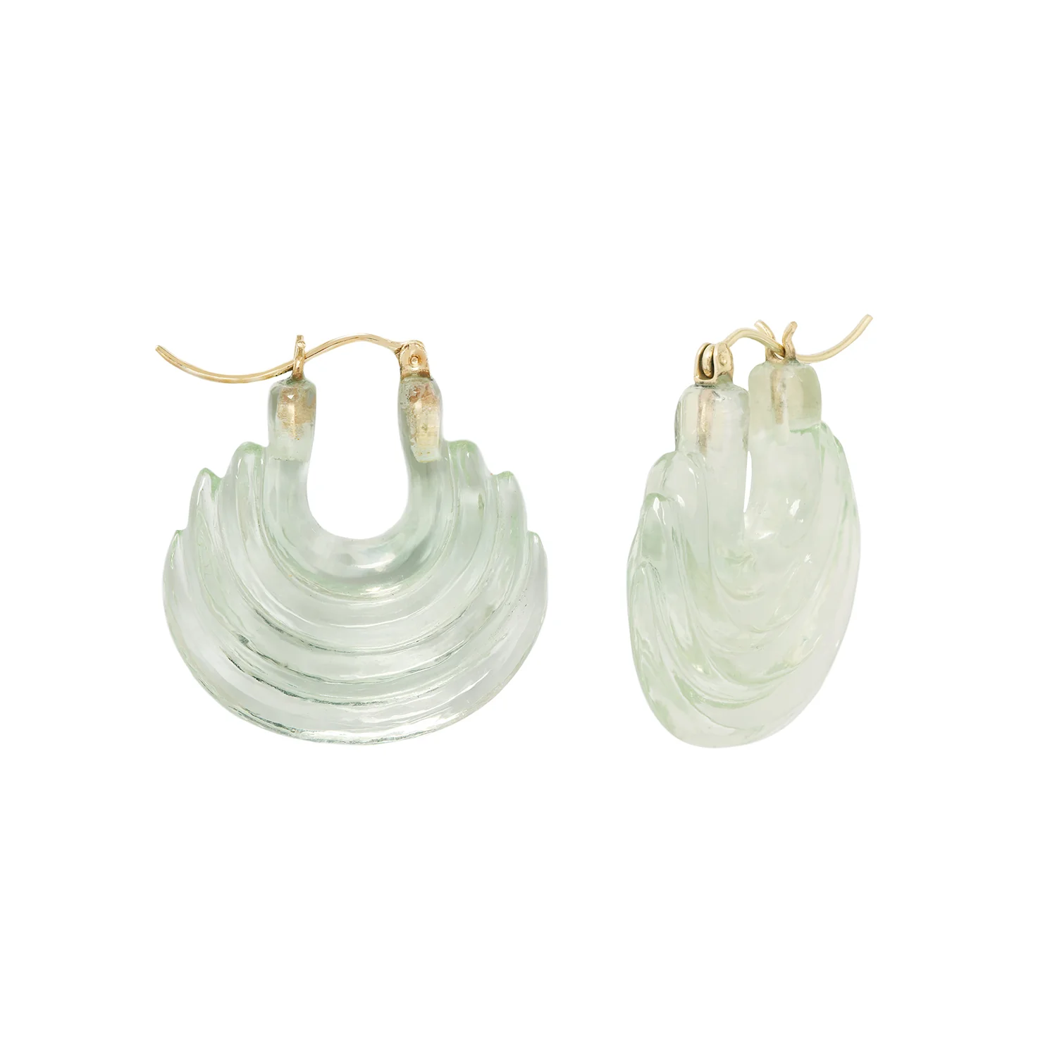 Green Amethyst Carved Gong Hoops - Image 3