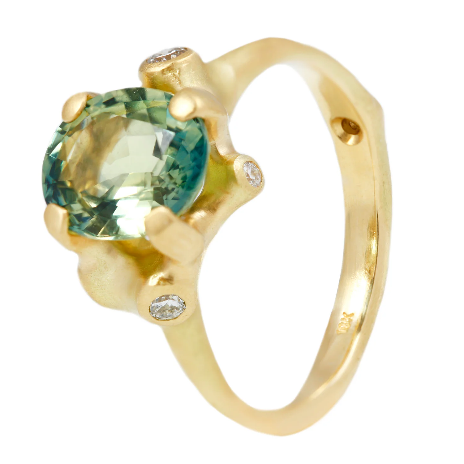 Green Oval Sapphire Cluster Ring - Image 6