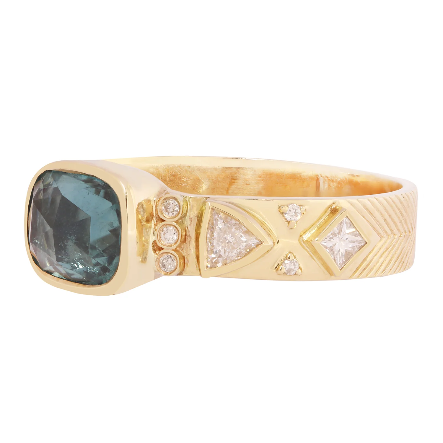 Green Tourmaline & Diamond Totem Ring - Image 3