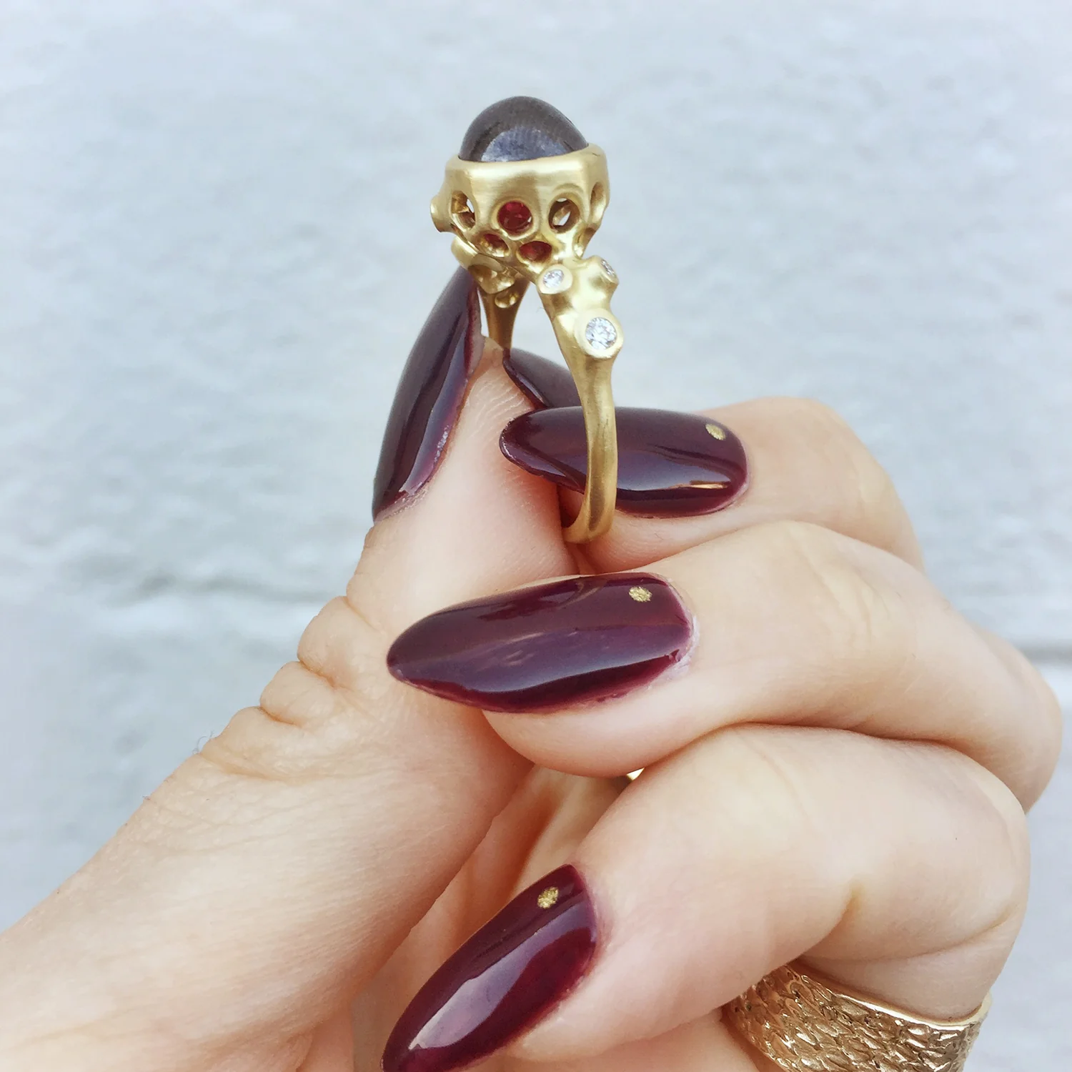 Black Diamond Ruby Cage Ring - Image 4