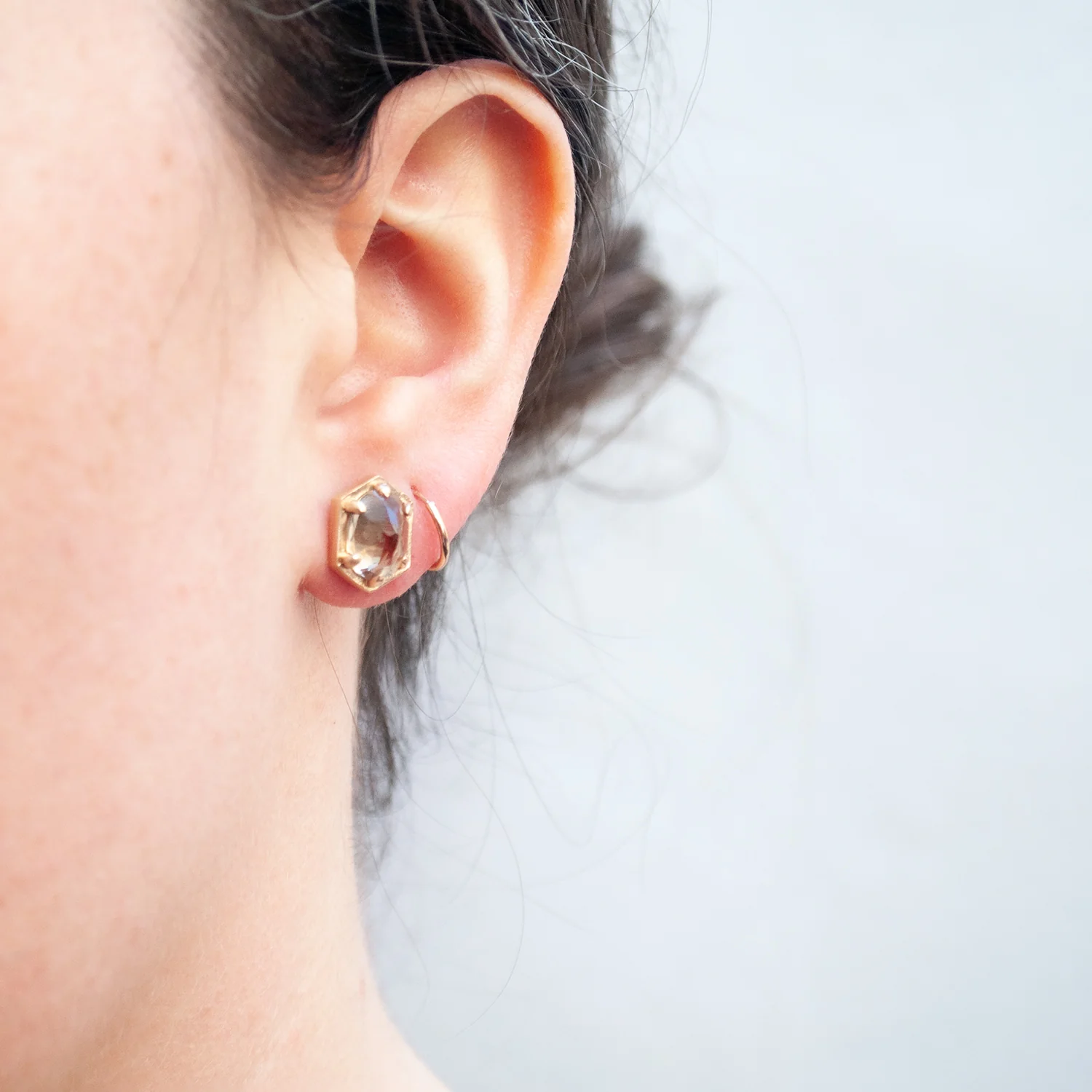 Large Champagne Quartz Studs - Image 2