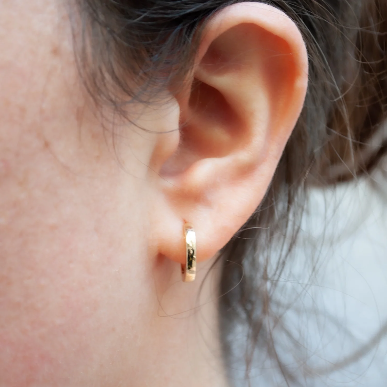 Large Gold Huggie Hoops - Image 2