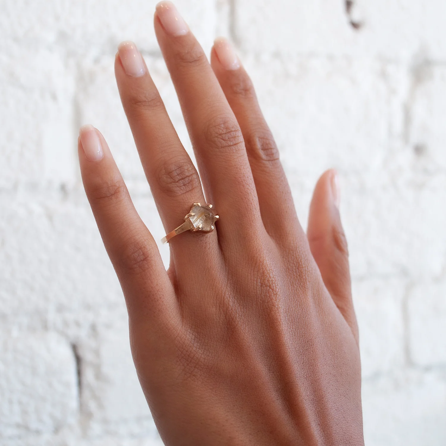 Large Yellow Quartz Hexagon Ring - Image 2