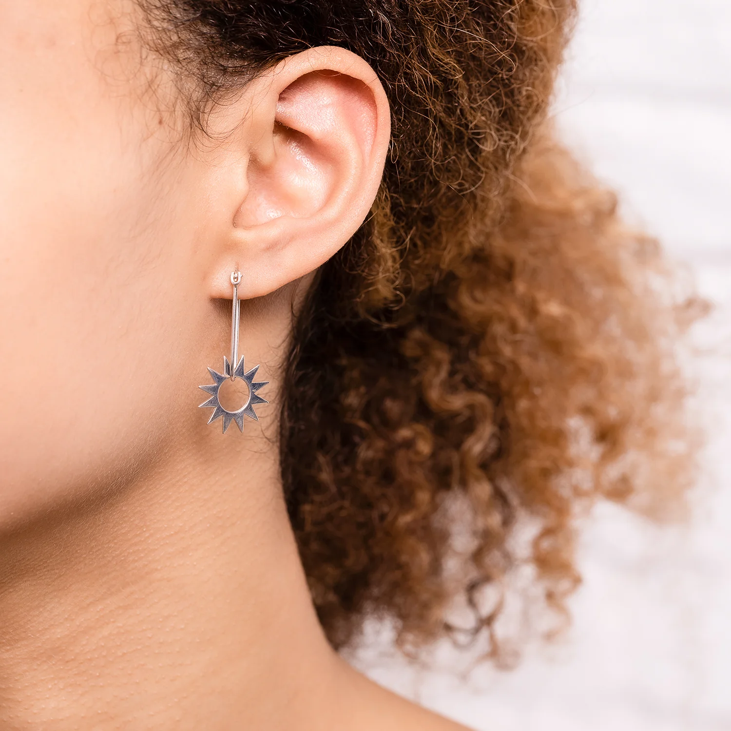 Latch and Spur Silver Earrings - Image 2