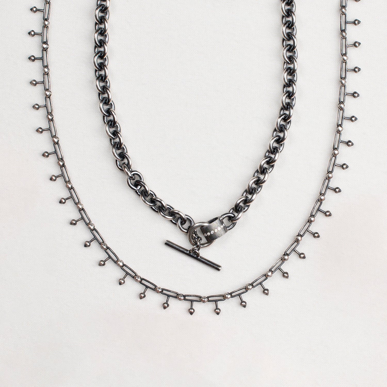 Silver Spike Link Necklace - Image 6