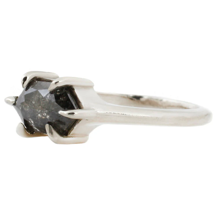 White Gold Hexagon Ring - Image 3