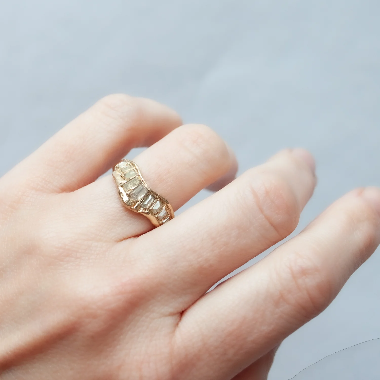 LXI Gray Diamond V Shape Scatter Ring - Image 2