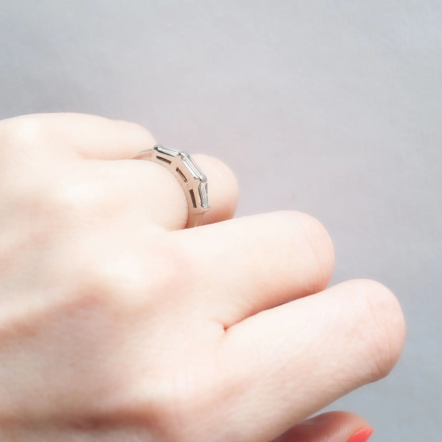 Modern Three Baguette Ring - Image 7