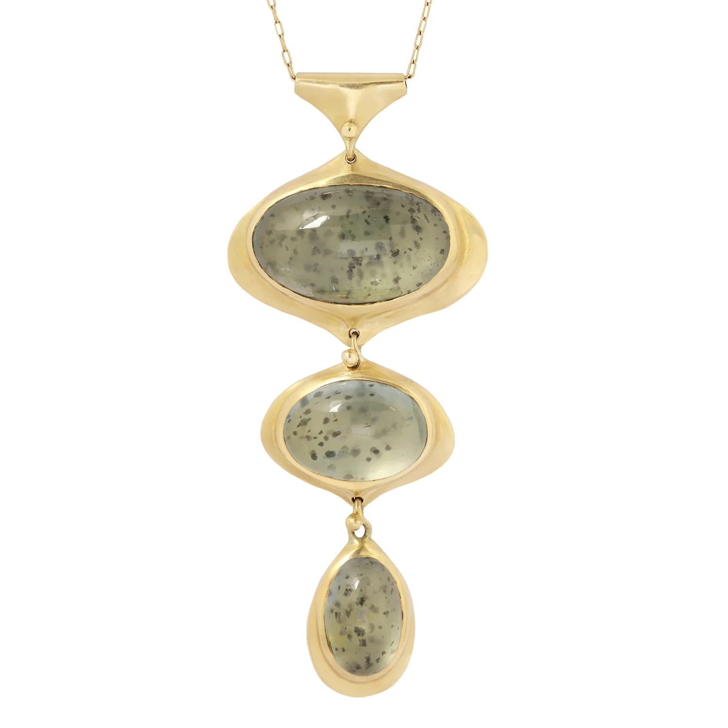 Moss Aqua Three Drop Bead Necklace