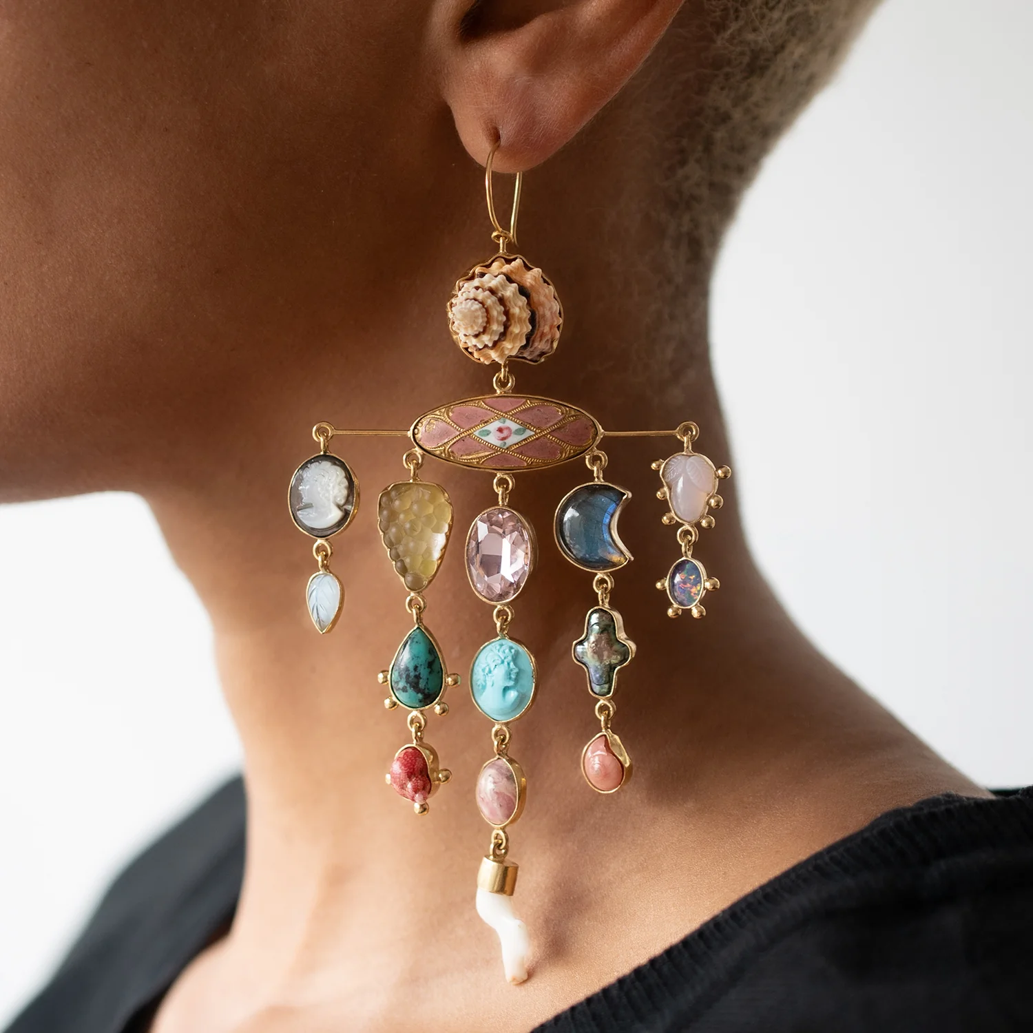 Multi Charm Balance Drop Earrings - Image 2