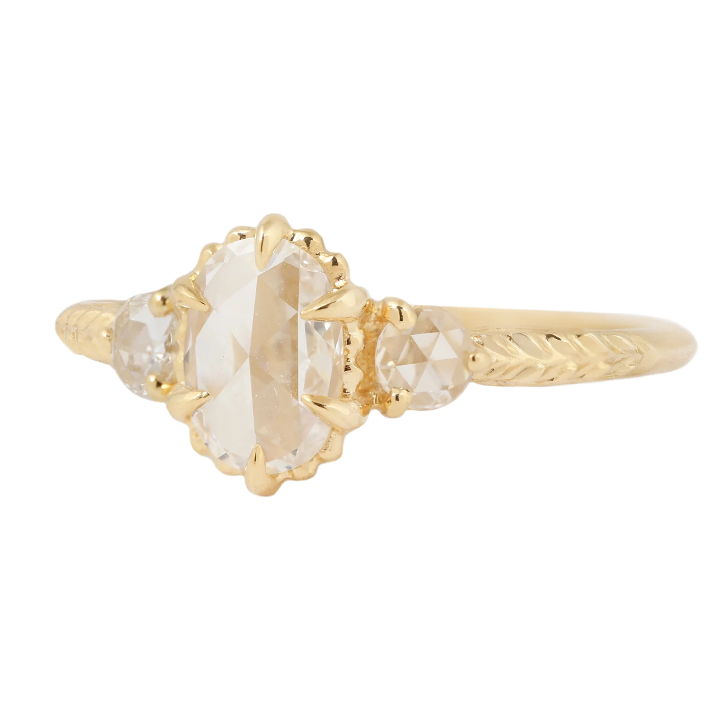 Oval Three Diamond Evergreen Ring - Image 3